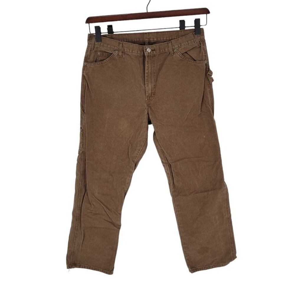 Dickies mens 38 x 32 brown heavy duty carpenter work pants cotton
